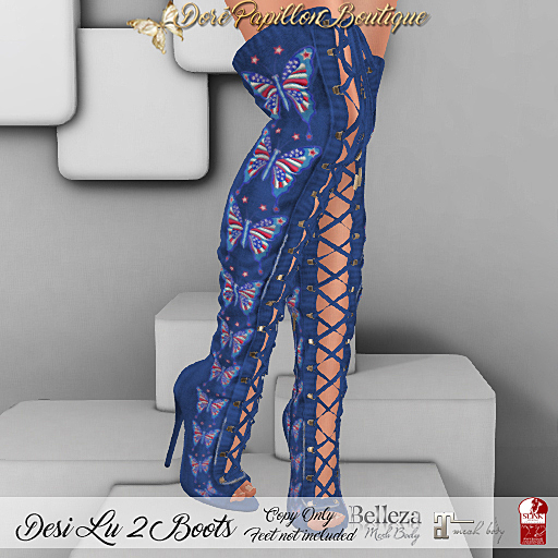 DPB Desi Lu 2 Boots - 4th of July Blue *Maitreya, Slink & Belleza*