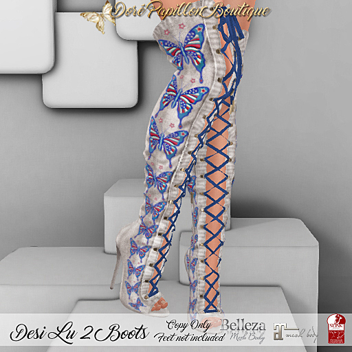 DPB Desi Lu 2 Boots - 4th of July Cream 2 *Maitreya, Slink & Belleza*