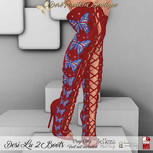 DPB Desi Lu 2 Boots - 4th of July Red *Maitreya, Slink & Belleza*