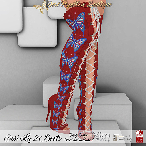 DPB Desi Lu 2 Boots - 4th of July Red 2 *Maitreya, Slink & Belleza*