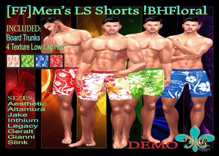 [FF]Men's LS Shorts !BHFloral DEMO - Delivery HUD ADD/OPEN