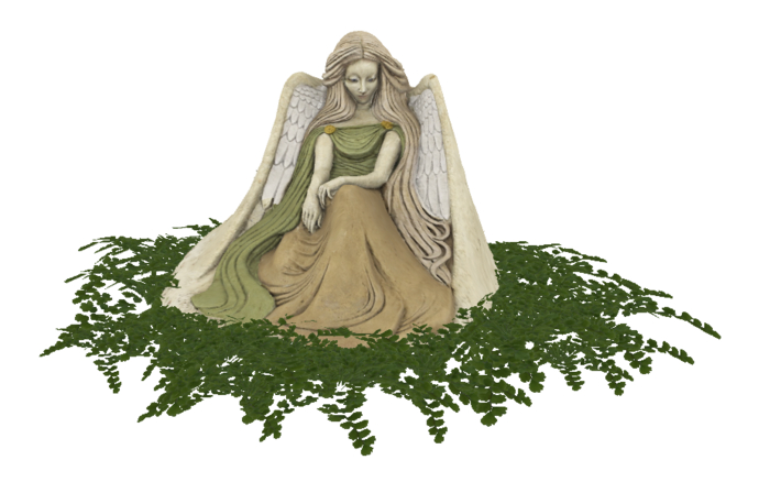 Pensive Angel Statue with Greenery - Copy/Mod