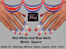 *BSASSY* {NAILED IT} RED WHITE AND BLUE NAILS SQUARE