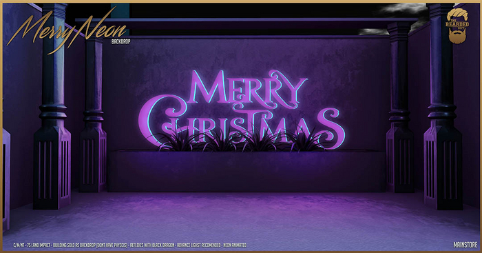 Merry Neon Xmass Backdrop - The Bearded Guy