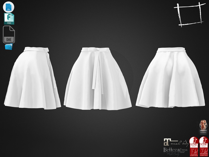 Dae Obj FBX For Ribbon Belt Mini Skirt Maitreya, Slink (Physique,Hourglass), Belleza (Isis,Freya), Legacy