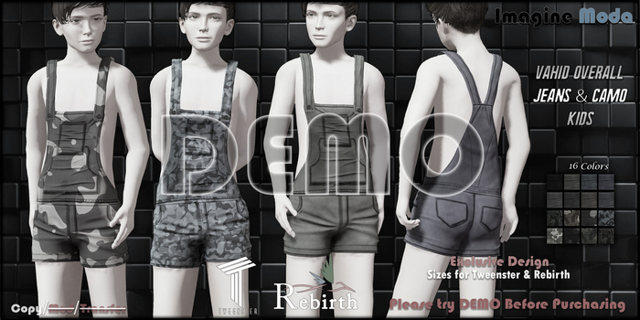 -Imagine- Vahid Overall Shorts Camo + Jeans Kids {DEMO}