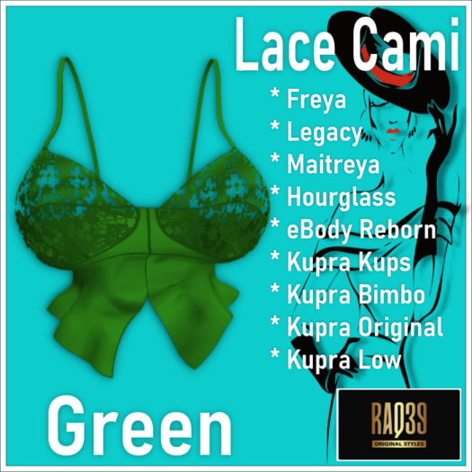 [R39] Lace Cami-Green