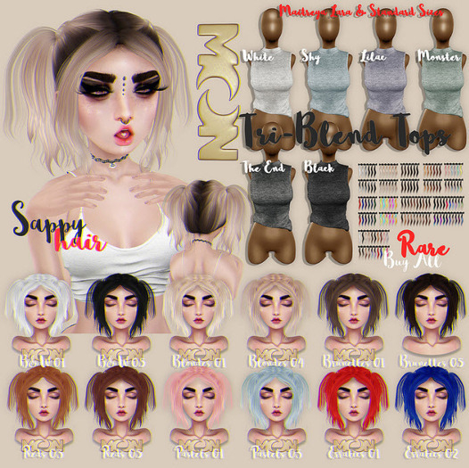 Moon. In Bloom Gacha - Hair. // Sappy - B&W 01