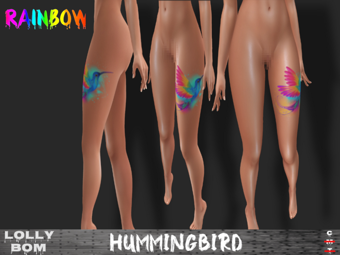LOLLY's BOM things... [tattoo] Rainbow - Hummingbird (Leg)