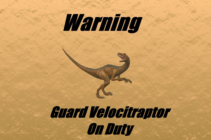 Mesh Metal Sign-Guard Velociraptor On Duty