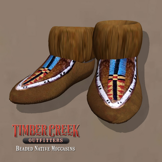 [Timber Creek] Beaded Moccasins-Black Stripe