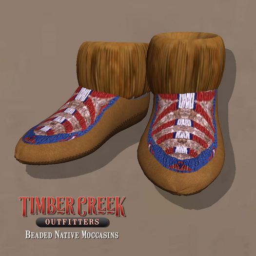 [Timber Creek] Beaded Moccasins-Blue & Red