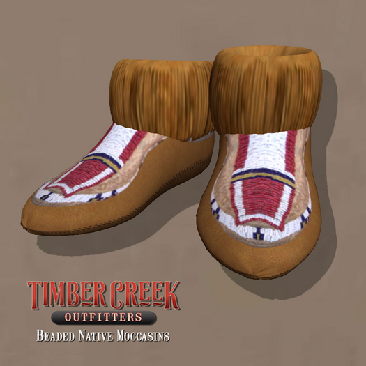 [Timber Creek] Beaded Moccasins-Red & Gold