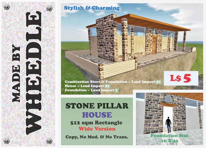 =W= Stone Pillar House - 512 Wide Version