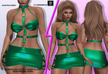 **JACKIE RUZC GREEN LEATHER DRESS **