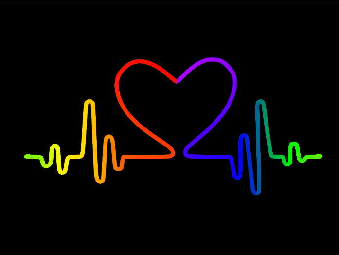 Rainbow Heartbeat neon sign