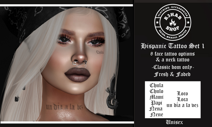 R3HAB- Hispanic Tattoo Set- Pack1