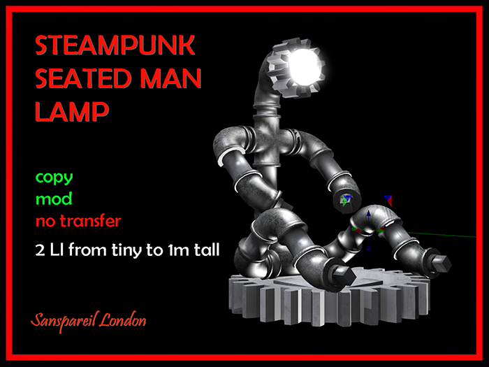 Steampunk Seated Figure Lamp Single Boxed
