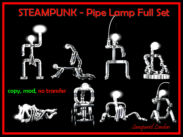 Steampunk Pipe Lamps Full Set Boxed