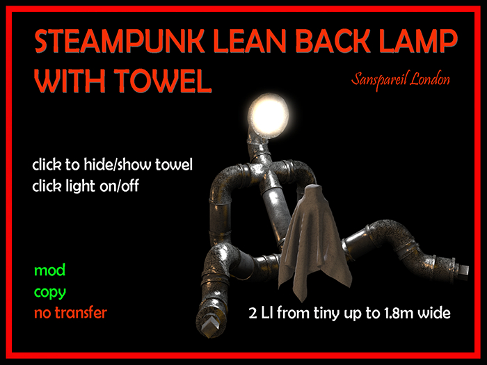 Steampunk Lean Back With Towel Lamp Single Boxed