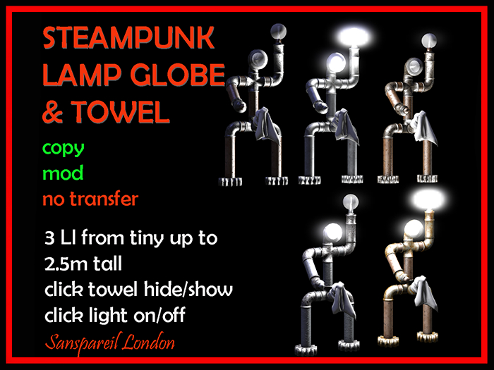 Steampunk - Lamp And Globe With Towel Lamp  SET Boxed