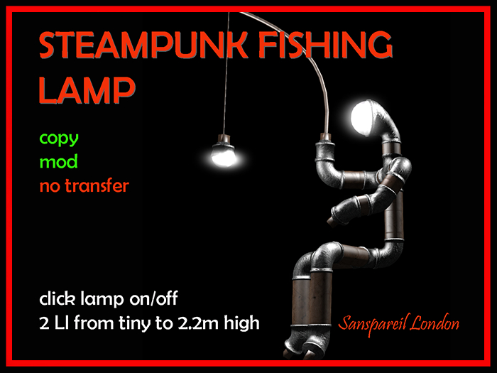 Steampunk Fishing On Pier Lamp  Single  Boxed