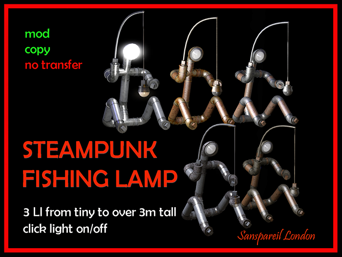 Steampunk Fishing Figure Lamp SET Boxed