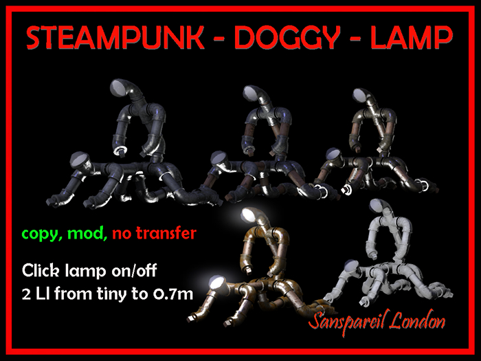 Steampunk "Doggy" Lamp SET Boxed