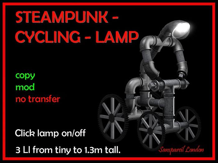 Steampunk Cycle Lamp SINGLE Boxed