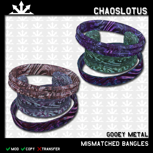 ~CL~ Gooey Metal Mismatched Bangles