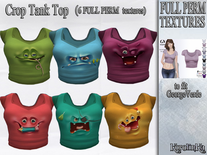 **6 textures Mesh Crop Tank Top