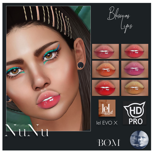 NuNu-*Blossoms Lipsticks*-Lelutka/EVOX [ADD2UNPACK]