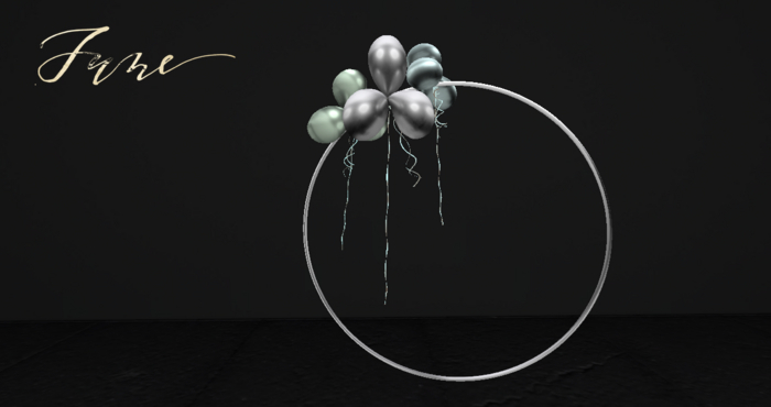 JUNE ~ silver balloons on hoop