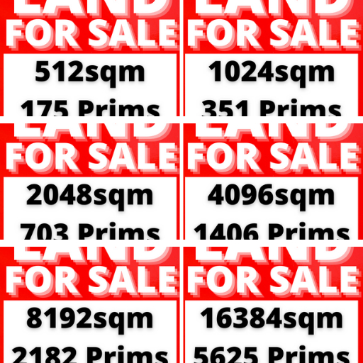 Land For Sale Textures - For Sale Signs - Including Parcel Size & Prims