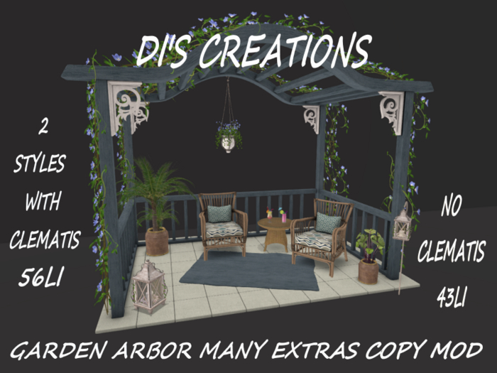 GARDEN ARBOR BLUE WITH CLEMATIS