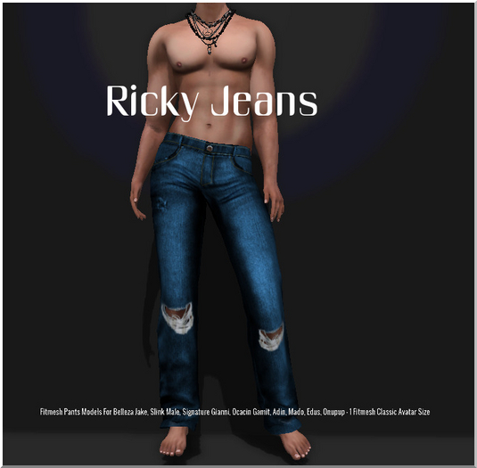 Mocha's Designs Ricky Men's  Jeans Medium Blue