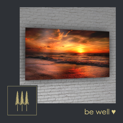 NEW ➛ PROMO ➛ Modern Wall Art (Blazing Sea), Glorious Sunset Over an Ocean, Surf, and Beach - Mesh C/M (Wear to Unpack) 