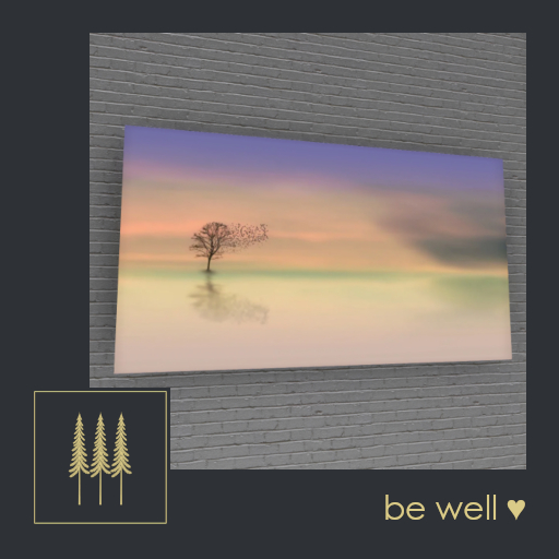 NEW ➛ PROMO ➛ Modern Wall Art (Chromatic Evening), Dusky Pastel Sky Above a Solitary Tree- Mesh C/M (Wear to Unpack) 