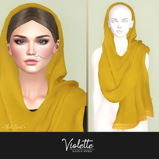 VIOLETTE - Long Head Scarf - Gold