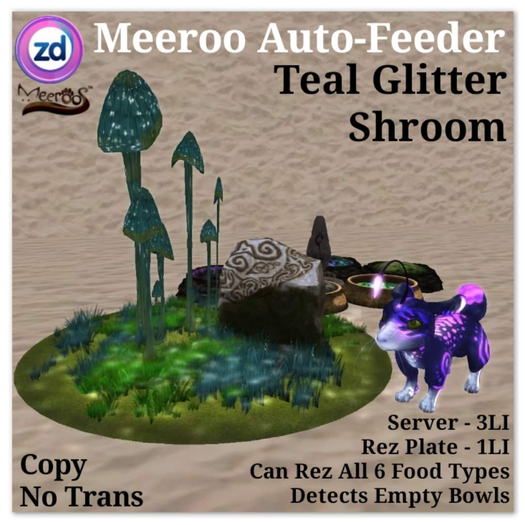*ZD* Meeroo Auto-Feeder - Teal Glitter Shroom