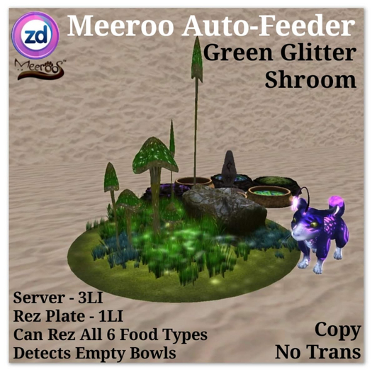 *ZD* Meeroo Auto-Feeder - Green Glitter Shroom