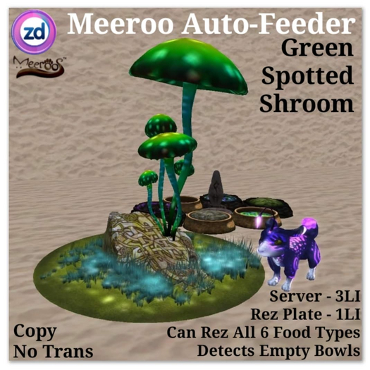 *ZD* Meeroo Auto-Feeder - Green Spotted Shroom