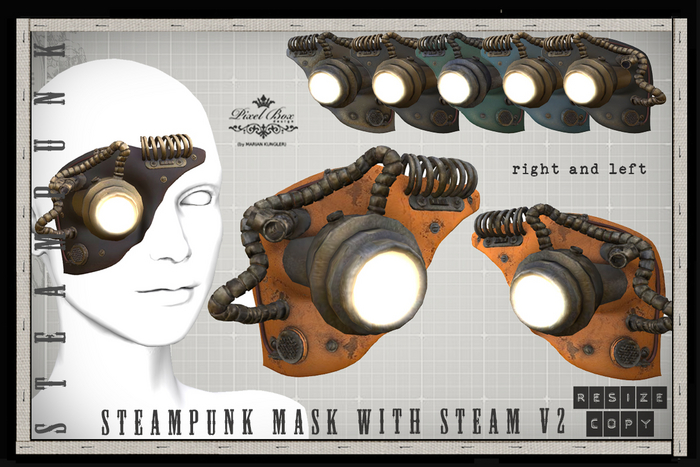 PIXEL BOX - Steampunk Mask Monocle light steam v2