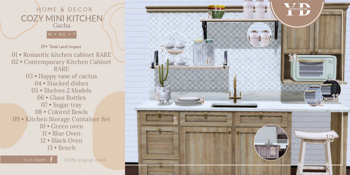 2 YD - Cozy Mini Kitchen -  Contemporary Kitchen Cabinet RARE