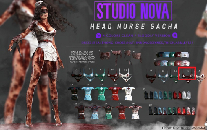 [StudioNova] Head Nurse Gacha Legacy #15( Red bloody bra only)