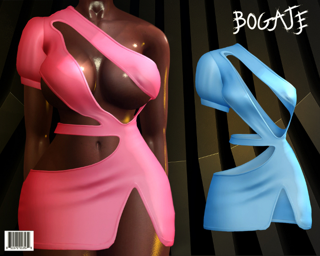BOGATE _Dress _Oneshoulder ( blue)