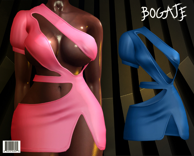 BOGATE _Dress _Oneshoulder ( blue )