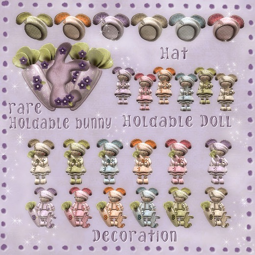 * Shabby Bunny * Holdable Carrots RARE