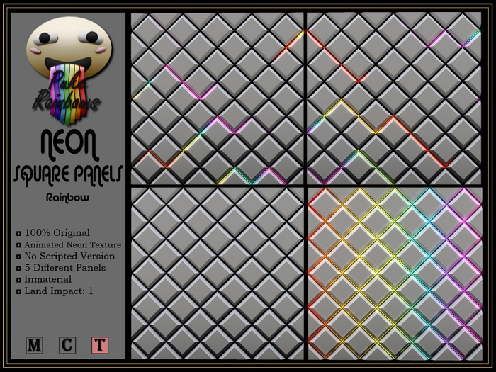 [PR] Neon Square Panels White - Rainbow (Boxed)