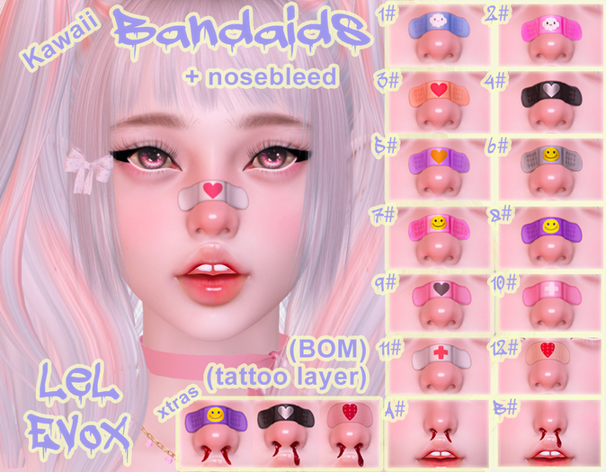 Kawai nose bandaid + nosebleed (for Lel Evox) BOM